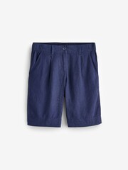 Navy/Khaki Summer Linen Blend Knee Length Shorts 2 Pack - Image 3 of 7