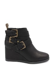 Blowfish Malibu Womens Pomela Wedge Buckle Ankle Black Boots - Image 1 of 3