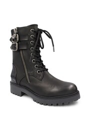 Blowfish Malibu Womens Rissi Combat Buckle Lace Zip Black Boots - Image 2 of 3