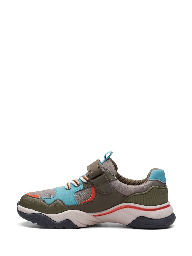 Clarks Green Combi Feather Jump Kids Trainers - Image 2 of 7
