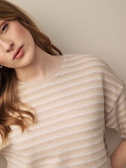 Neutral Short Sleeve Heavyweight Crochet T-Shirt - Image 4 of 6