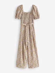 Lilac Purple Ditsy Short Sleeve Tie Front Jumpsuit - Image 5 of 6