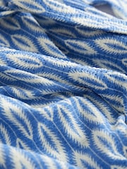 Blue Ikat Print Short Sleeve Tie Front Jumpsuit - Image 7 of 7