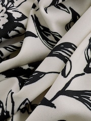 White/Black Floral Pleated Wide Leg Bandeau Jumpsuit - Image 7 of 7
