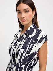 Black and White Printed Corset Detail Short Sleeve Jumpsuit - Image 5 of 7