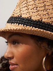 Neutral and Black Trilby Hat - Image 2 of 3