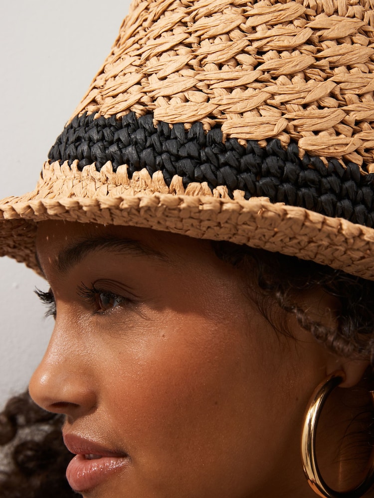 Neutral and Black Trilby Hat - Image 2 of 3