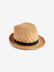 Neutral and Black Trilby Hat - Image 3 of 3