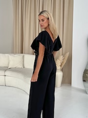 Girl In Mind Black Petite Tamara Frilled Jumpsuit - Image 2 of 4
