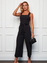 Girl In Mind Black Tara Square Neck Culotte Jumpsuit - Image 1 of 4
