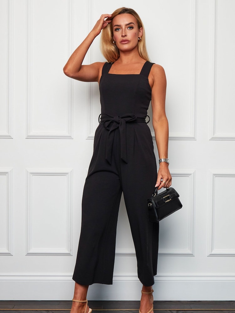 Girl In Mind Black Tara Square Neck Culotte Jumpsuit - Image 1 of 4