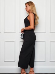 Girl In Mind Black Tara Square Neck Culotte Jumpsuit - Image 3 of 4