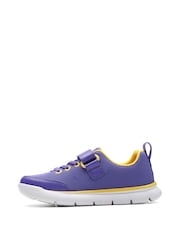 Clarks Purple Synthetic Hoop Run Kids Trainers - Image 2 of 7