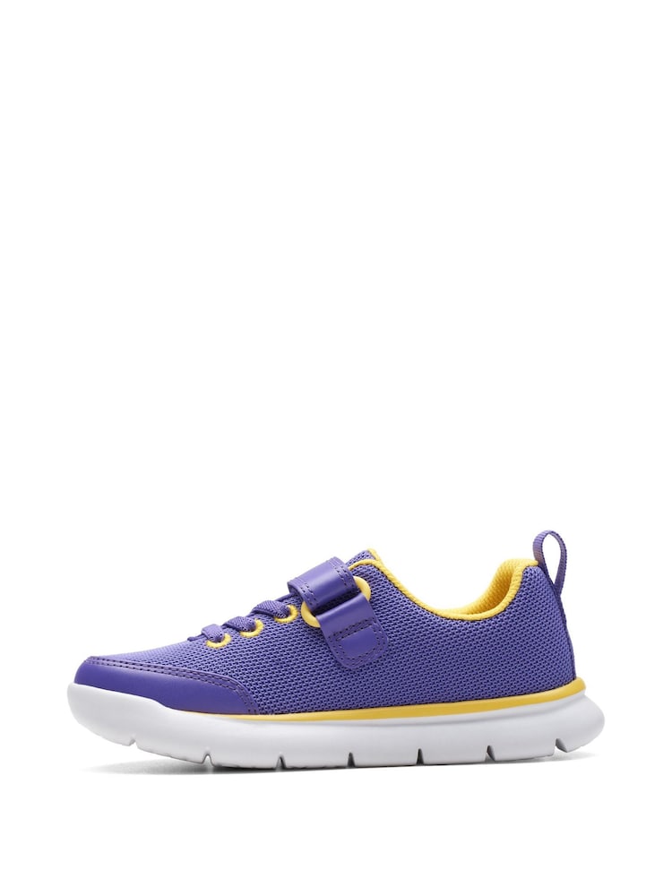 Clarks Purple Synthetic Hoop Run Kids Trainers - Image 2 of 7