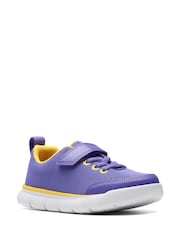 Clarks Purple Synthetic Hoop Run Kids Trainers - Image 3 of 7