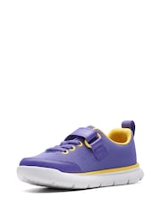 Clarks Purple Synthetic Hoop Run Kids Trainers - Image 4 of 7