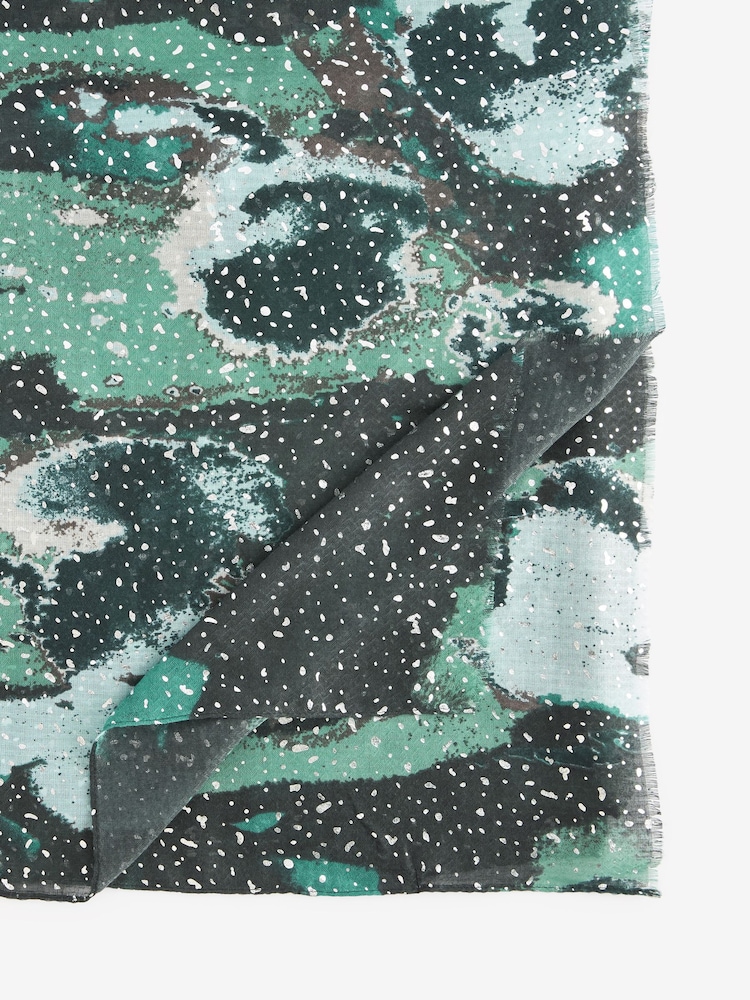 Watercolour Green Foil Lightweight Scarf - Image 5 of 5 Watercolour Green Foil Lightweight Scarf - Image 5 of 5