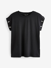 Black Sparkle Pearl Sleeve T-Shirt - Image 5 of 6