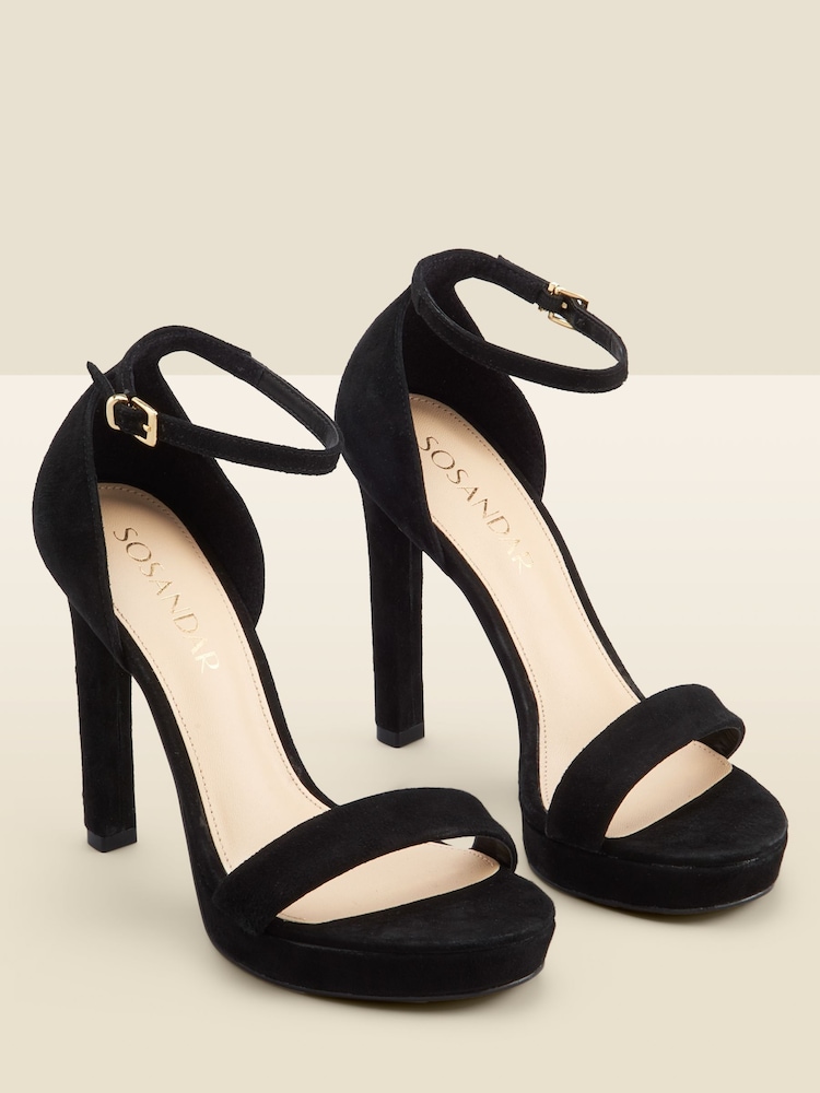 Sosandar Black Block Two Part Platform Heels - Image 2 of 3 Sosandar Black Block Two Part Platform Heels - Image 2 of 3