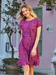 Sosandar Pink Paisley Tie Waist Fit & Flare Dress - Image 4 of 5