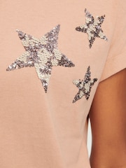 Pink Sparkle Sequin Star T-Shirt - Image 3 of 5