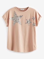 Pink Sparkle Sequin Star T-Shirt - Image 4 of 5