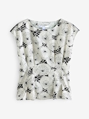 Ladder Trim Mono Print Short Sleeve Woven Mix T-Shirt - Image 5 of 6