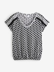Black/White V-Neck Bubble Hem Top - Image 4 of 5