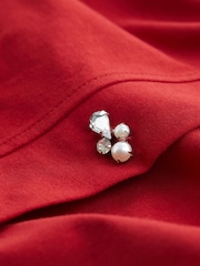 Red Sparkle Pearl Sleeve T-Shirt - Image 6 of 6