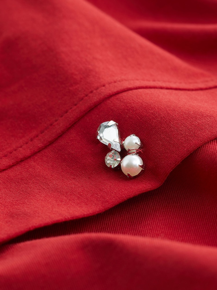 Red Sparkle Pearl Sleeve T-Shirt - Image 6 of 6