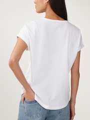 White 100% Cotton Sparkle Sequin Star T-Shirt - Image 3 of 6