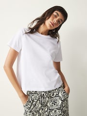 Weiß - Kurzärmeliges T-Shirt mit Rundhalsausschnitt aus 100 % Baumwolle - Bild 1 von 7