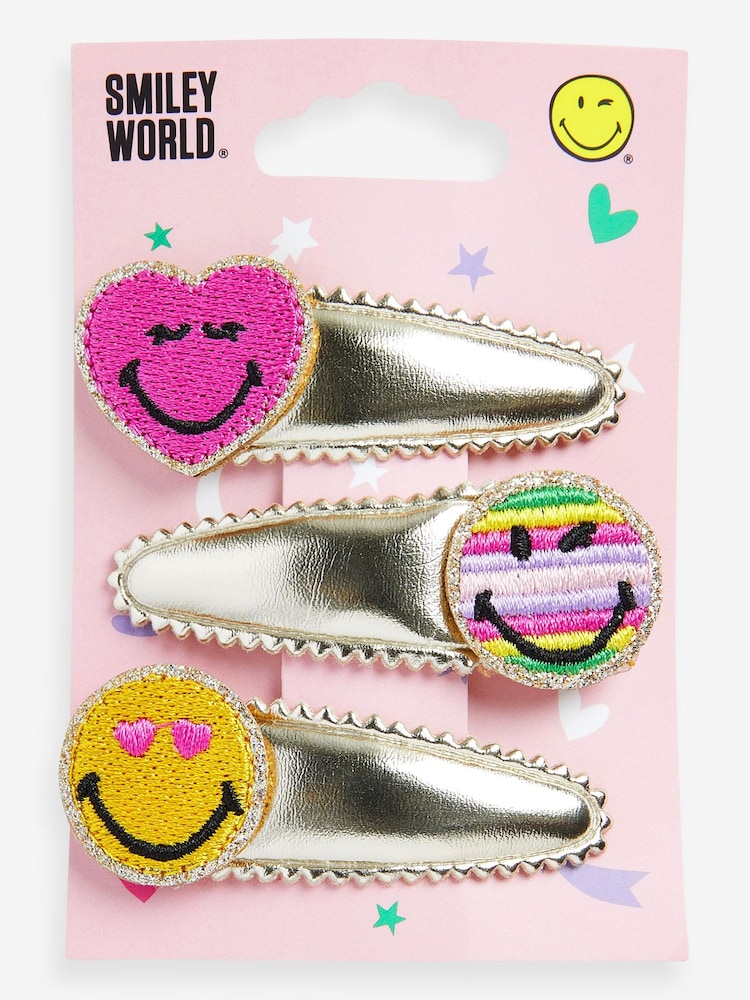 Gold Tone SMILEYWORLD® Hair Clips 3 Pack - Image 1 of 4