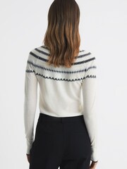 Reiss Cream/Grey Sloane Wool-Cashmere Fairisle Pattern Funnel Neck Jumper - Image 5 of 5