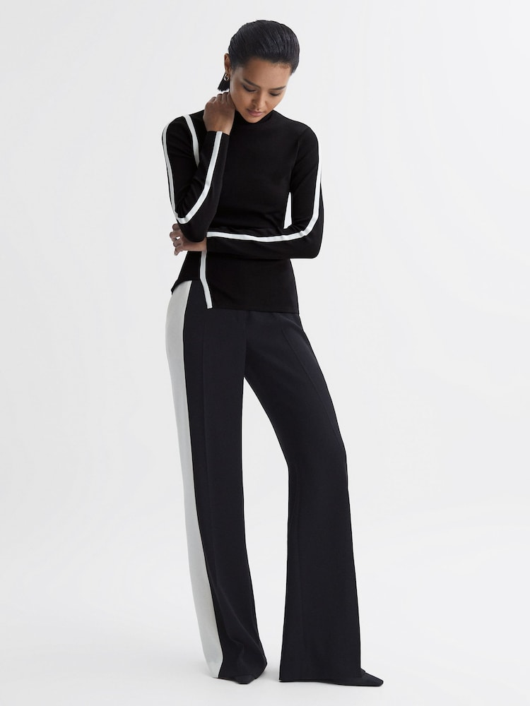 Reiss Black/White Anna Contrast Stripe Long Sleeve Top - Image 2 of 5 Reiss Black/White Anna Contrast Stripe Long Sleeve Top - Image 2 of 5