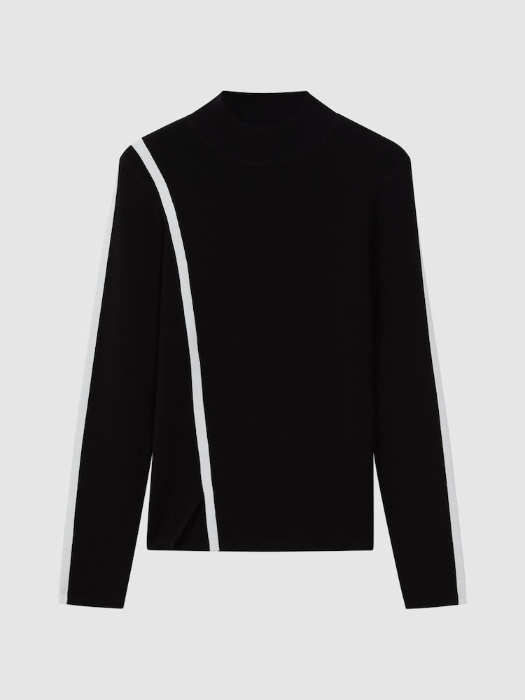 Reiss Black/White Anna Contrast Stripe Long Sleeve Top - Image 5 of 5 Reiss Black/White Anna Contrast Stripe Long Sleeve Top - Image 5 of 5
