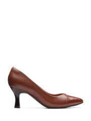 Clarks Brown Croc Effect Kataleyna Rose Wide Fit Shoes - Image 1 of 7