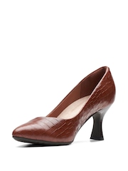 Clarks Brown Croc Effect Kataleyna Rose Wide Fit Shoes - Image 4 of 7