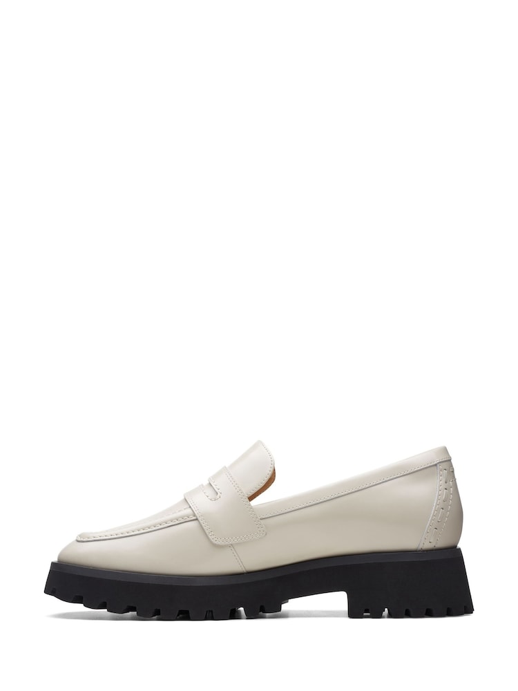 Clarks Cream Leather Stayso Edge Loafer Shoes - Image 2 of 7