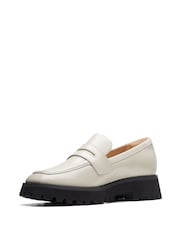 Clarks Cream Leather Stayso Edge Loafer Shoes - Image 4 of 7
