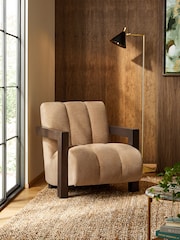 Fine Chenille Sand Natural Ezra Frame Emmett Ribbed Wooden Accent Chair - Image 1 of 1