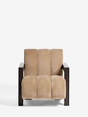 Fine Chenille Sand Natural Ezra Frame Emmett Ribbed Wooden Accent Chair - Image 6 of 9