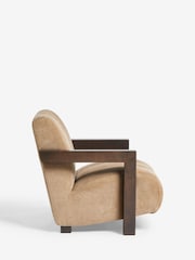 Fine Chenille Sand Natural Ezra Frame Emmett Ribbed Wooden Accent Chair - Image 7 of 9