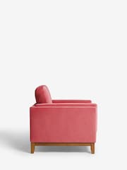 Soft Velvet Raspberry Pink Bennett Wooden Arm Chair - Image 4 of 7