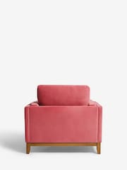 Soft Velvet Raspberry Pink Bennett Wooden Arm Chair - Image 5 of 7