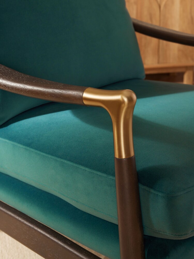 Soft Velvet Marine Blue Flinton Wooden Dark Grey Leg Accent Chair - Image 2 of 9 Soft Velvet Marine Blue Flinton Wooden Dark Grey Leg Accent Chair - Image 2 of 9