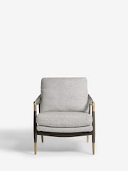 Geo Weave Light Grey Flinton Wooden Dark Grey Leg Accent Chair - Image 4 of 11
