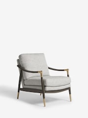 Geo Weave Light Grey Flinton Wooden Dark Grey Leg Accent Chair - Image 5 of 11