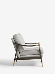 Geo Weave Light Grey Flinton Wooden Dark Grey Leg Accent Chair - Image 6 of 11