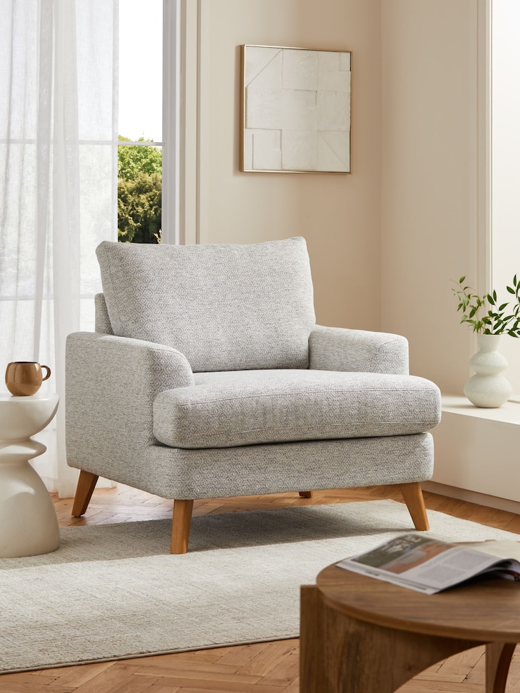 Geo Weave Mid Grey Parker Armchair - Image 1 of 10